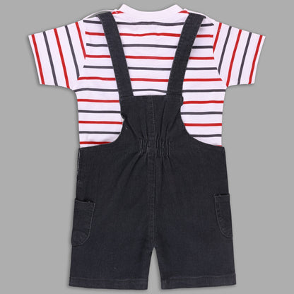 Boys Striped T-shirt and Denim Dungaree Set