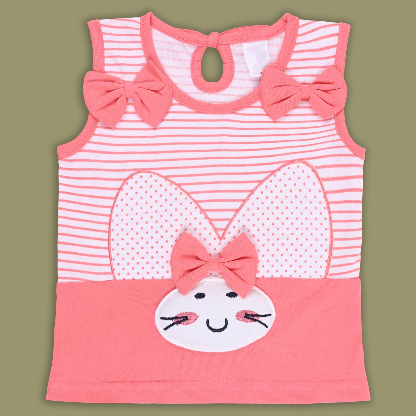 Girls Bow Cartoon Print Top & Skirt Summer Co-ord Set bt883lpnk