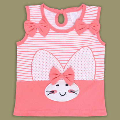 Girls Bow Cartoon Print Top & Skirt Summer Co-ord Set bt883lpnk