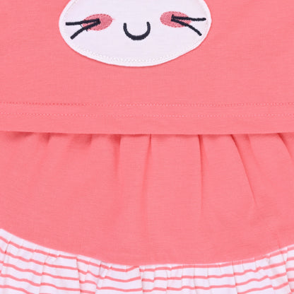 Girls Bow Cartoon Print Top & Skirt Summer Co-ord Set bt883lpnk