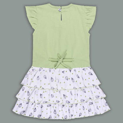 Girls Printed Layered Cotton Casual Dress