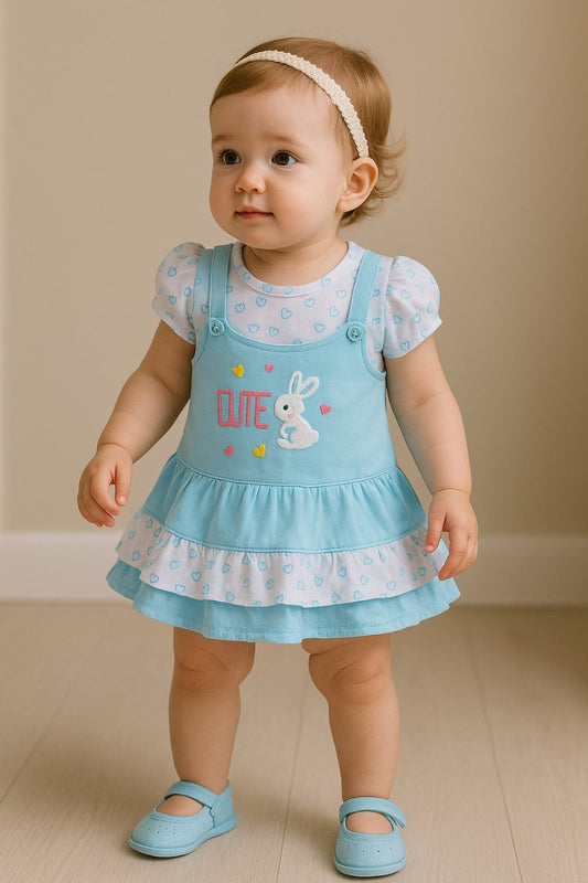 Baby Girls Printed A-Line Frock with Brief - Light Green