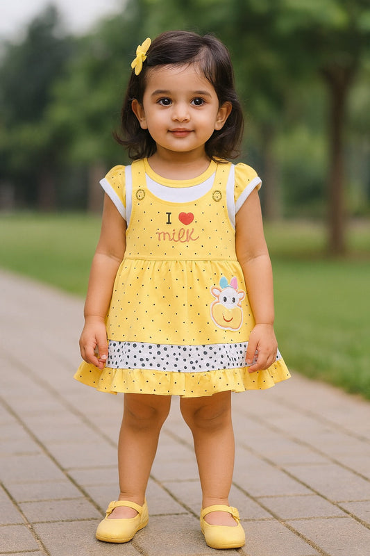 Baby Girls Polka Print A-Line Frock with Brief - Burgundy