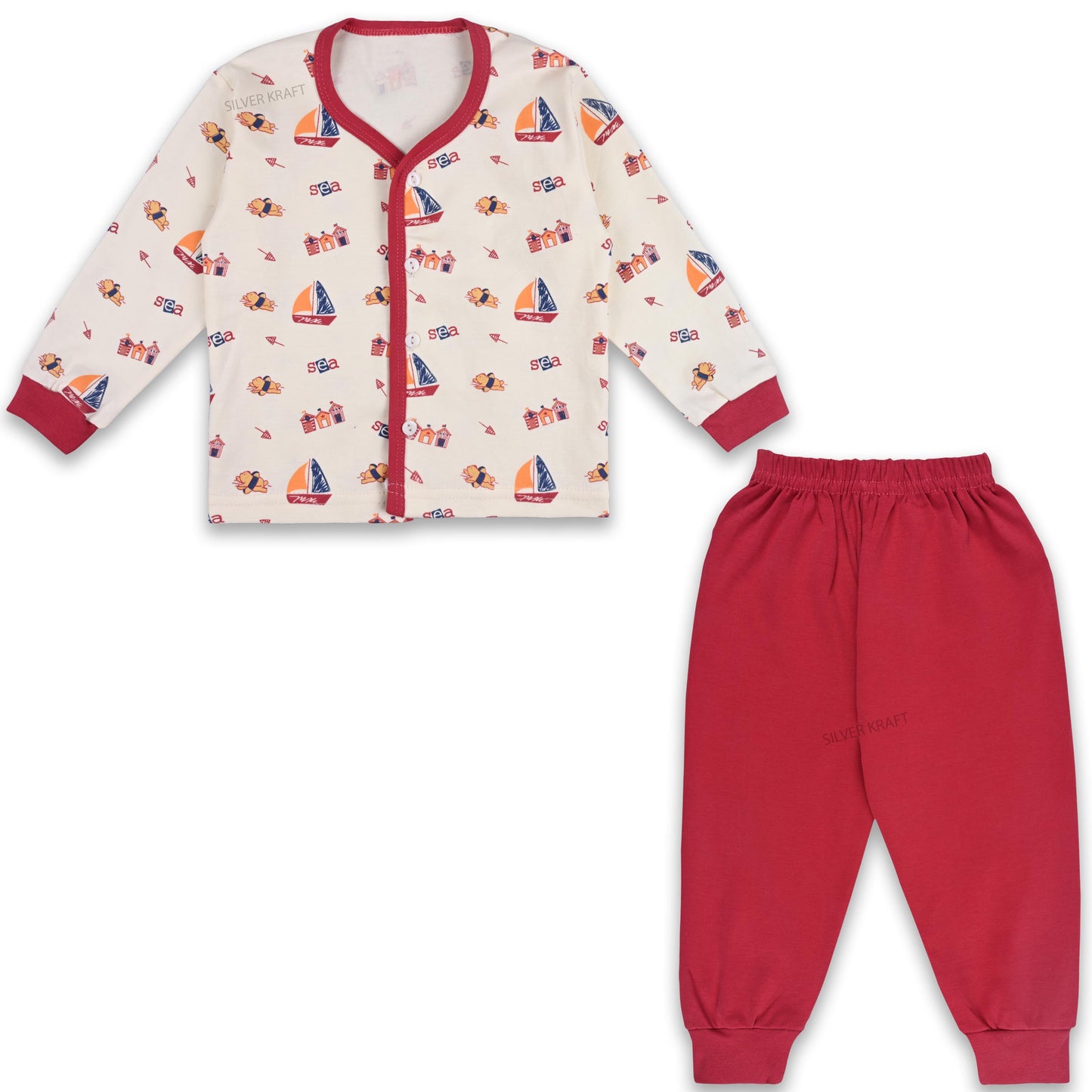 Baby Unisex T-Shirt With A Printed Deign And Solid Pant