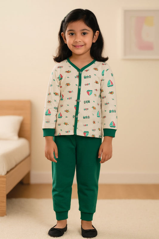 Baby Unisex T-Shirt With A Printed Deign And Solid Pant