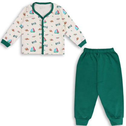 Baby Unisex T-Shirt With A Printed Deign And Solid Pant