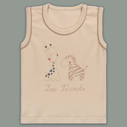 Boys Printed Cotton Tank Shirt and Shorts Set