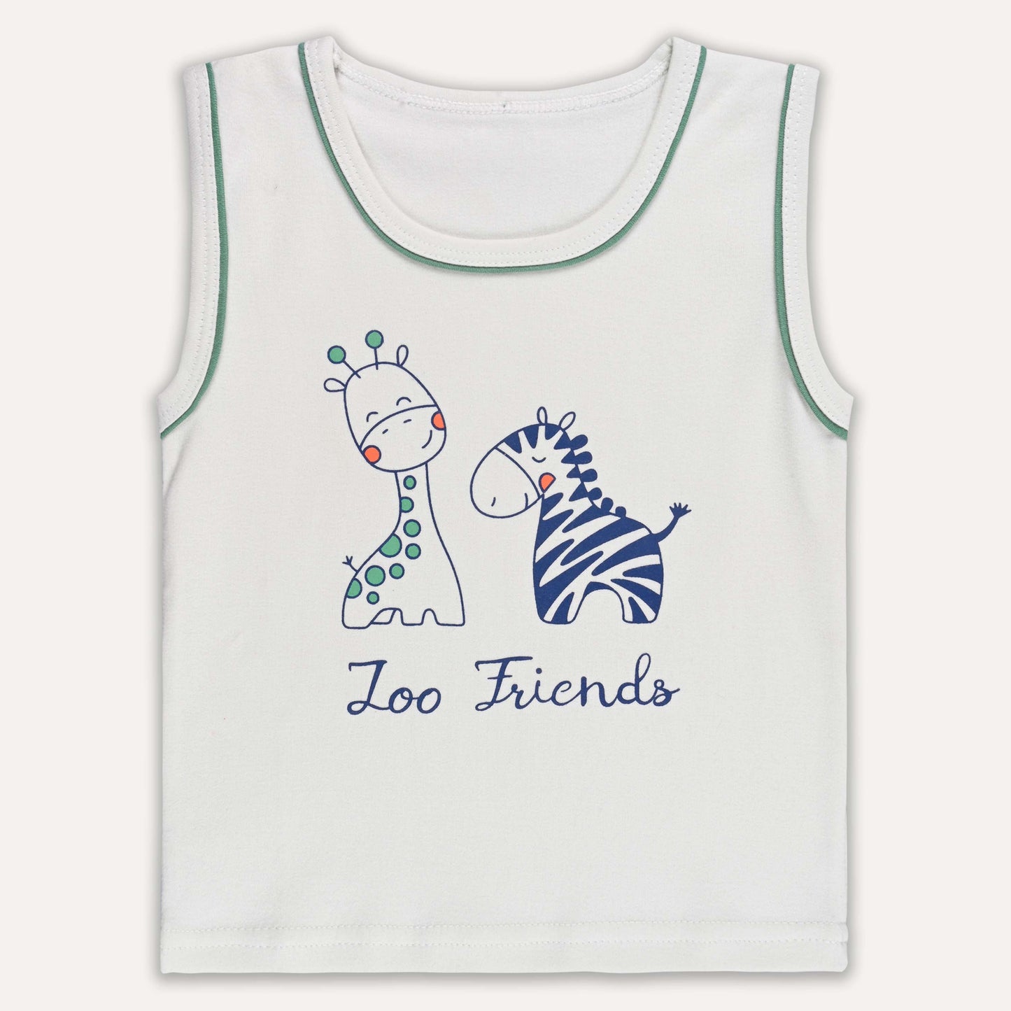Boys Printed Cotton Tank Shirt and Shorts Set