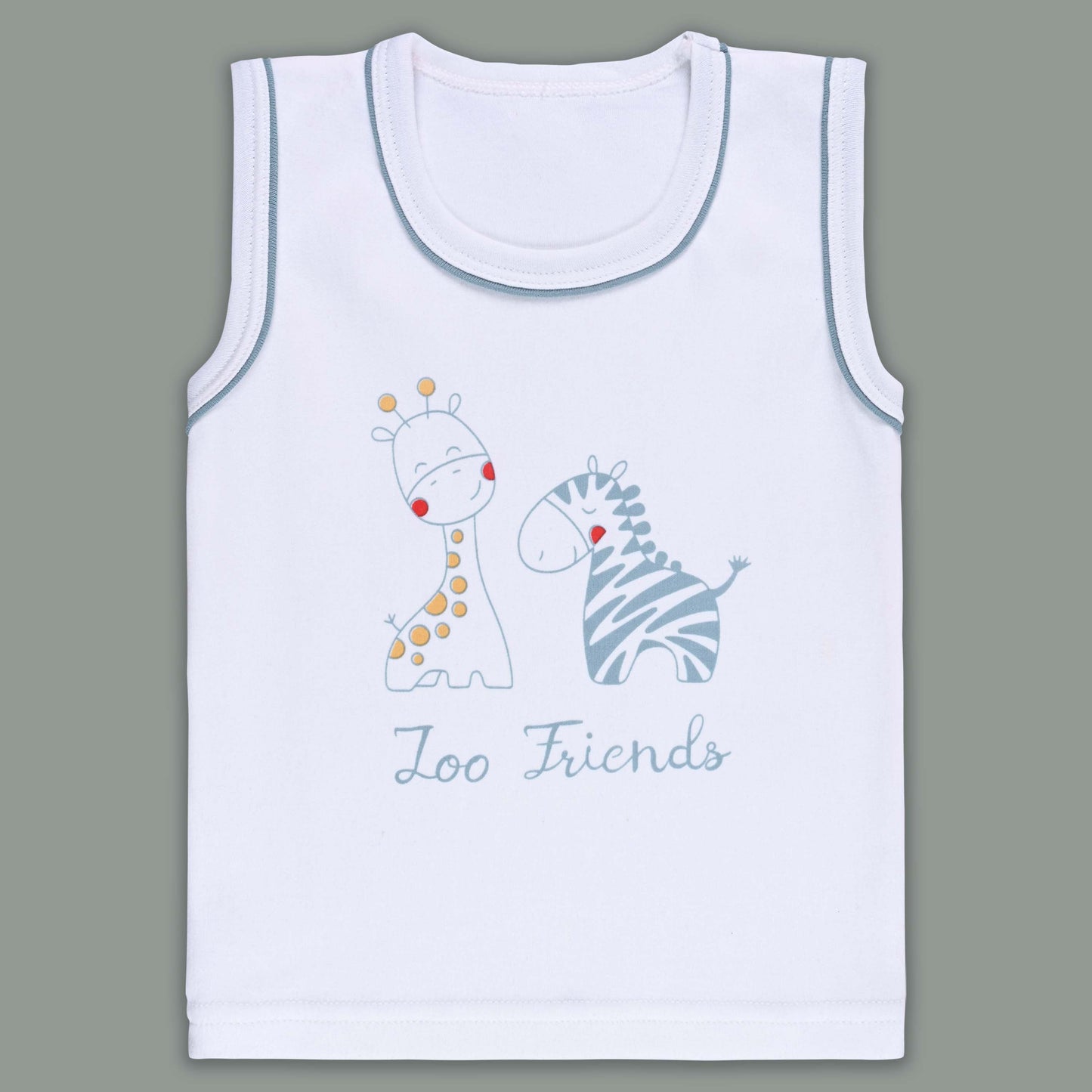 Boys Printed Cotton Tank Shirt and Shorts Set