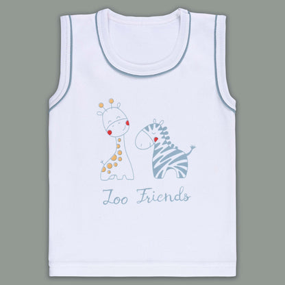 Boys Printed Cotton Tank Shirt and Shorts Set