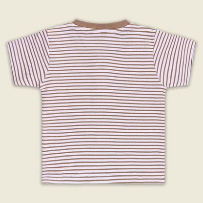 Boys Striped Teddy Print Cotton T-shirt and Shorts Set