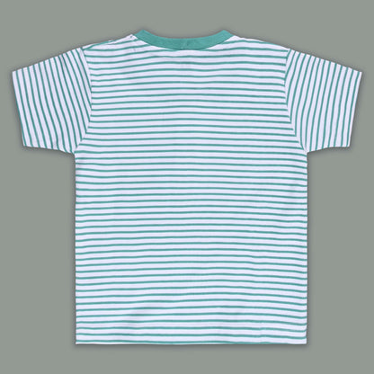 Boys Striped Teddy Print Cotton T-shirt and Shorts Set