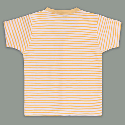 Boys Cotton Button Down Stripe Tshirt and Shorts Set