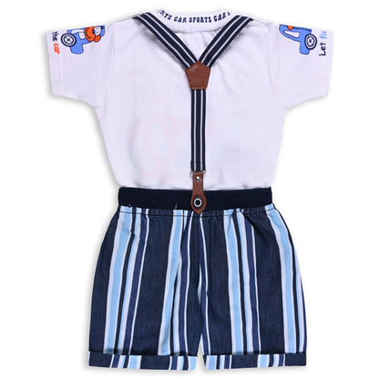 Baby Boys Striped T-Shirt and Shorts Dungaree Set