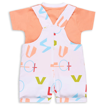 Baby Boys Graphic Printed T-Shirt and Shorts Dungaree Set