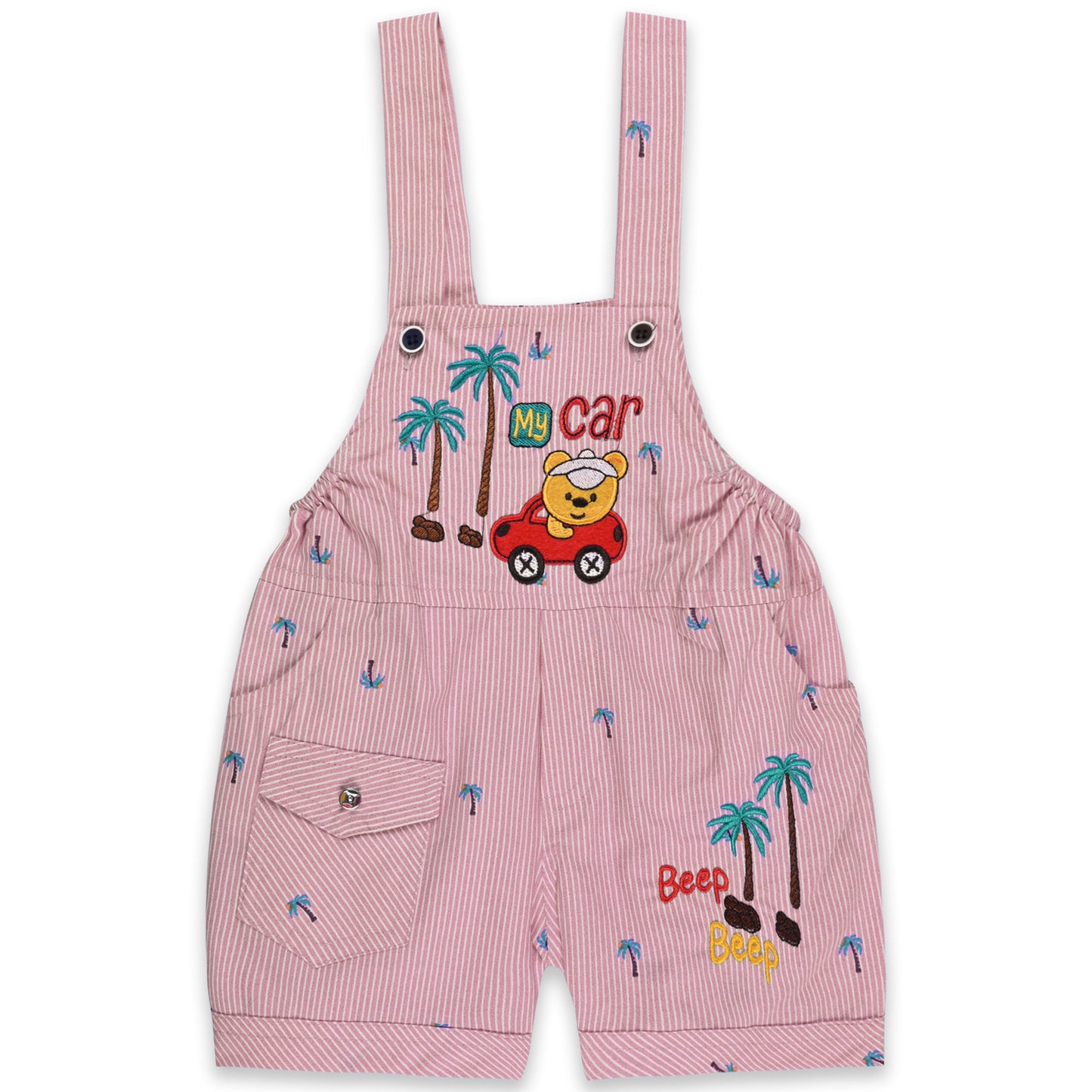 Baby Boys Printed and Applique T-Shirt and Shorts Dungaree Set