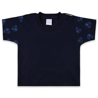 Baby Boys Printed and Applique T-Shirt and Shorts Dungaree Set