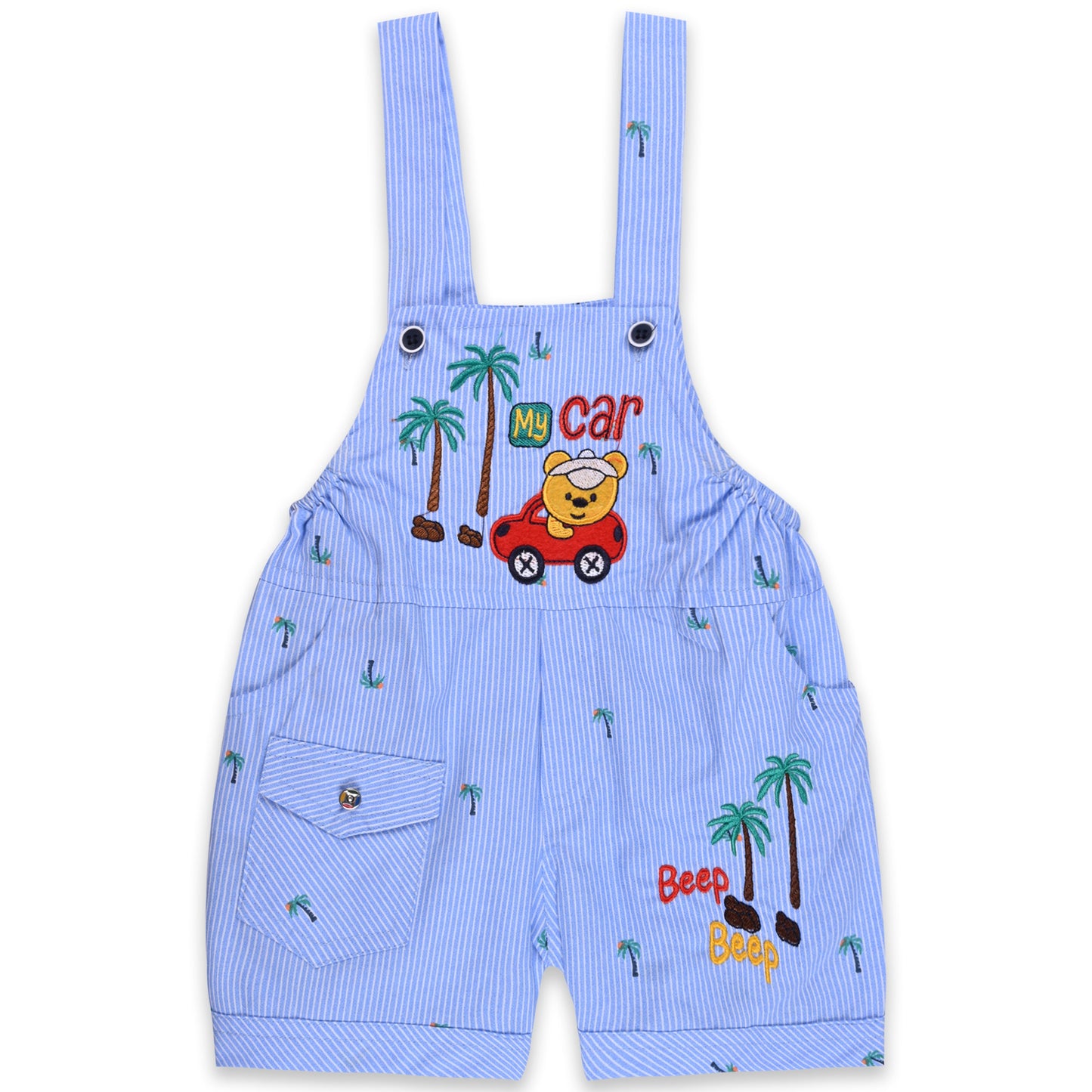 Baby Boys Printed and Applique T-Shirt and Shorts Dungaree Set