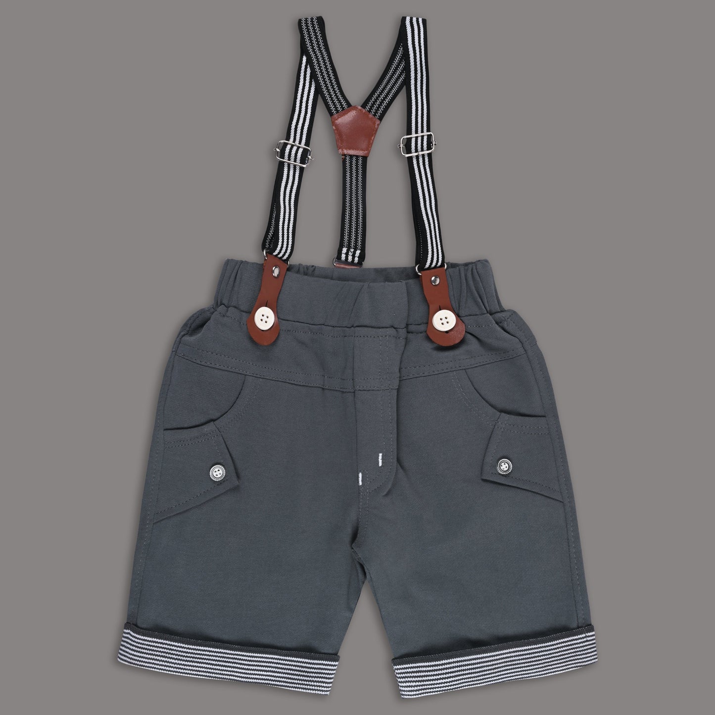 Boys Cotton Printed T-shirt and Suspender Dungaree Set btp837