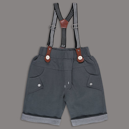 Boys Cotton Printed T-shirt and Suspender Dungaree Set btp837