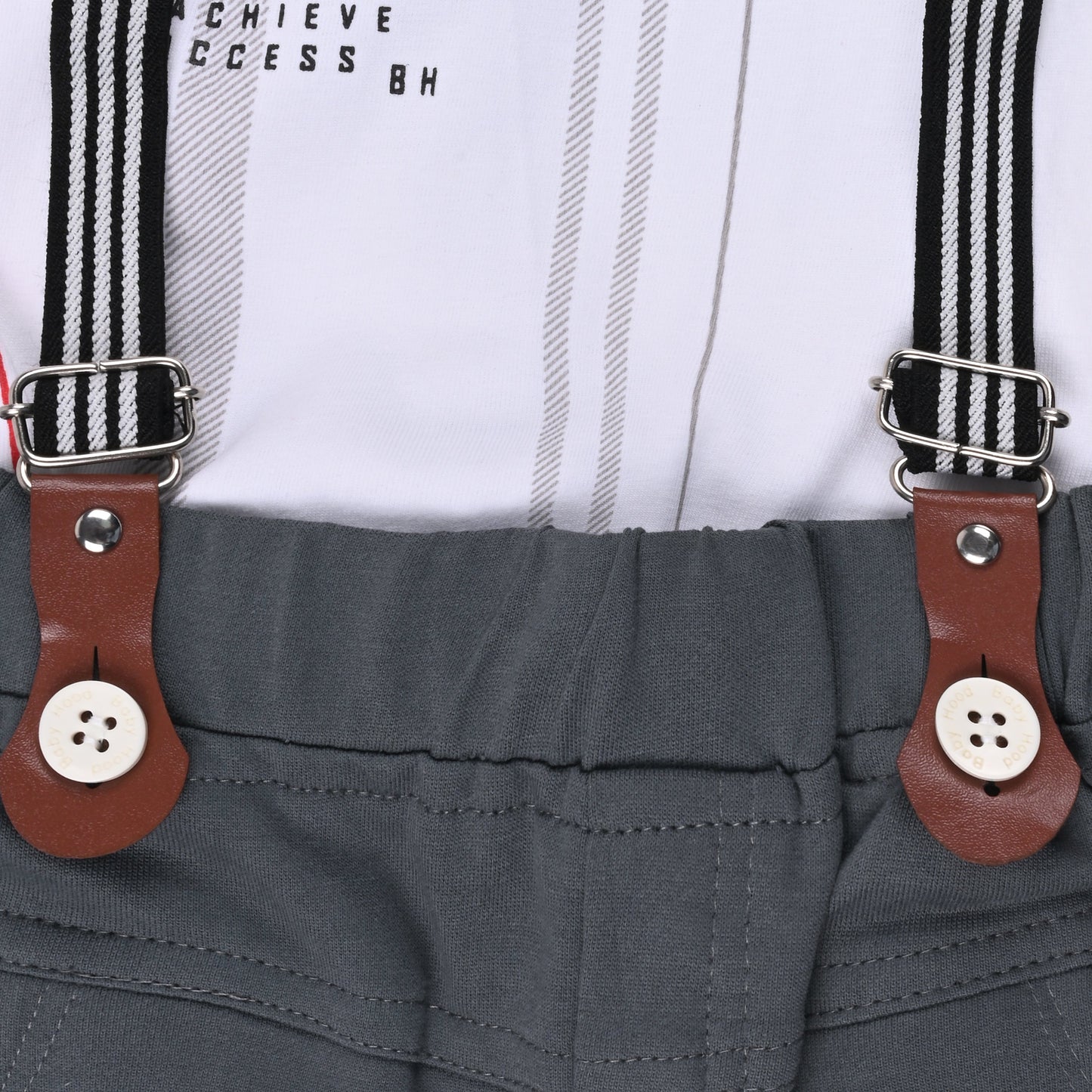 Boys Cotton Printed T-shirt and Suspender Dungaree Set btp837
