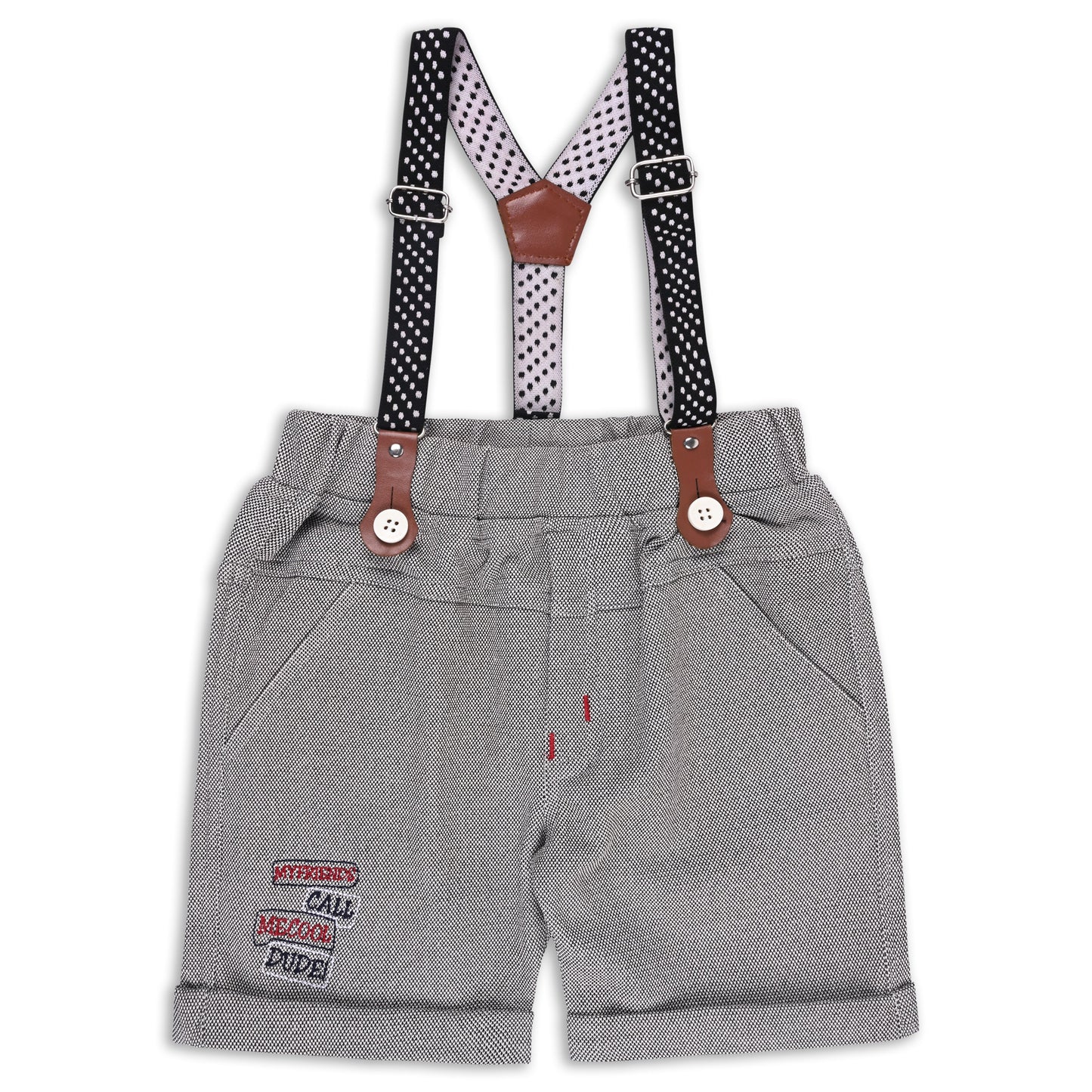 Boys Cotton Printed T-shirt and Suspender Dungaree Set
