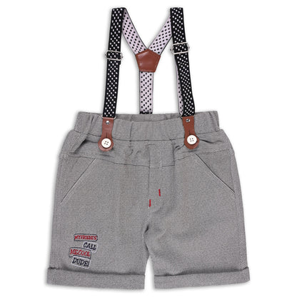 Boys Cotton Printed T-shirt and Suspender Dungaree Set
