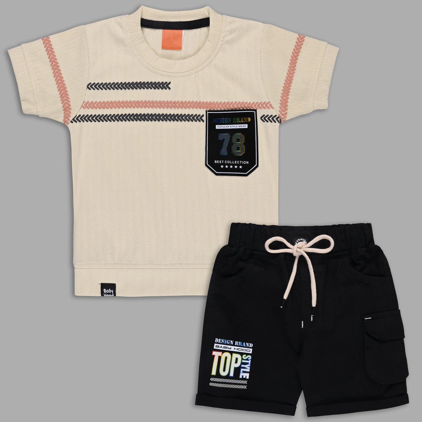 Boys Printed Cotton T-shirt and Shorts Casual Set