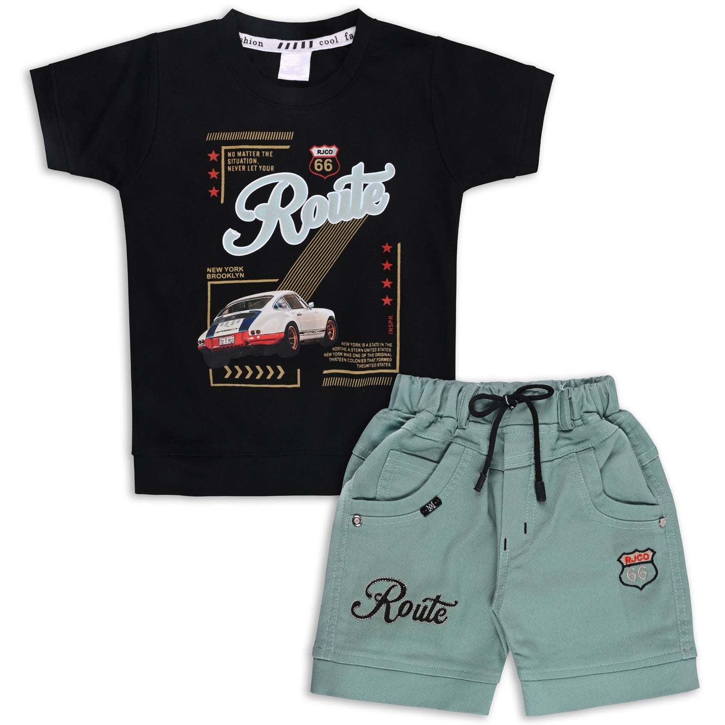 Boys Printed Cotton T-shirt and Shorts Casual Set