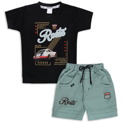 Boys Printed Cotton T-shirt and Shorts Casual Set