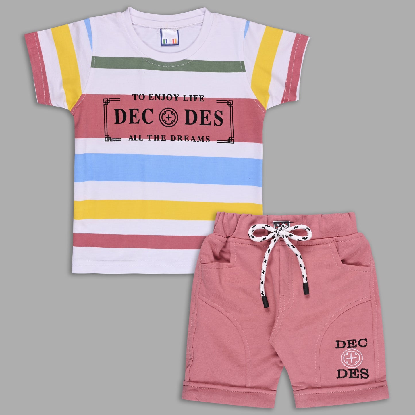 Boys Printed Cotton T-shirt and Shorts Casual Set btp846