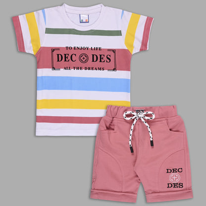 Boys Printed Cotton T-shirt and Shorts Casual Set btp846