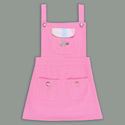 Girls Pastel Tie-Dye Print Cotton Top and Dungaree Set with Bloomers