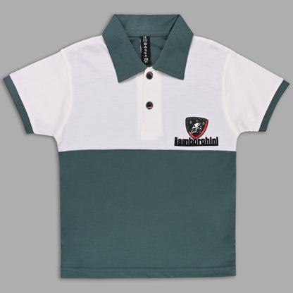 Boys Colorblock Cotton Polo T-shirt with Denim Shorts