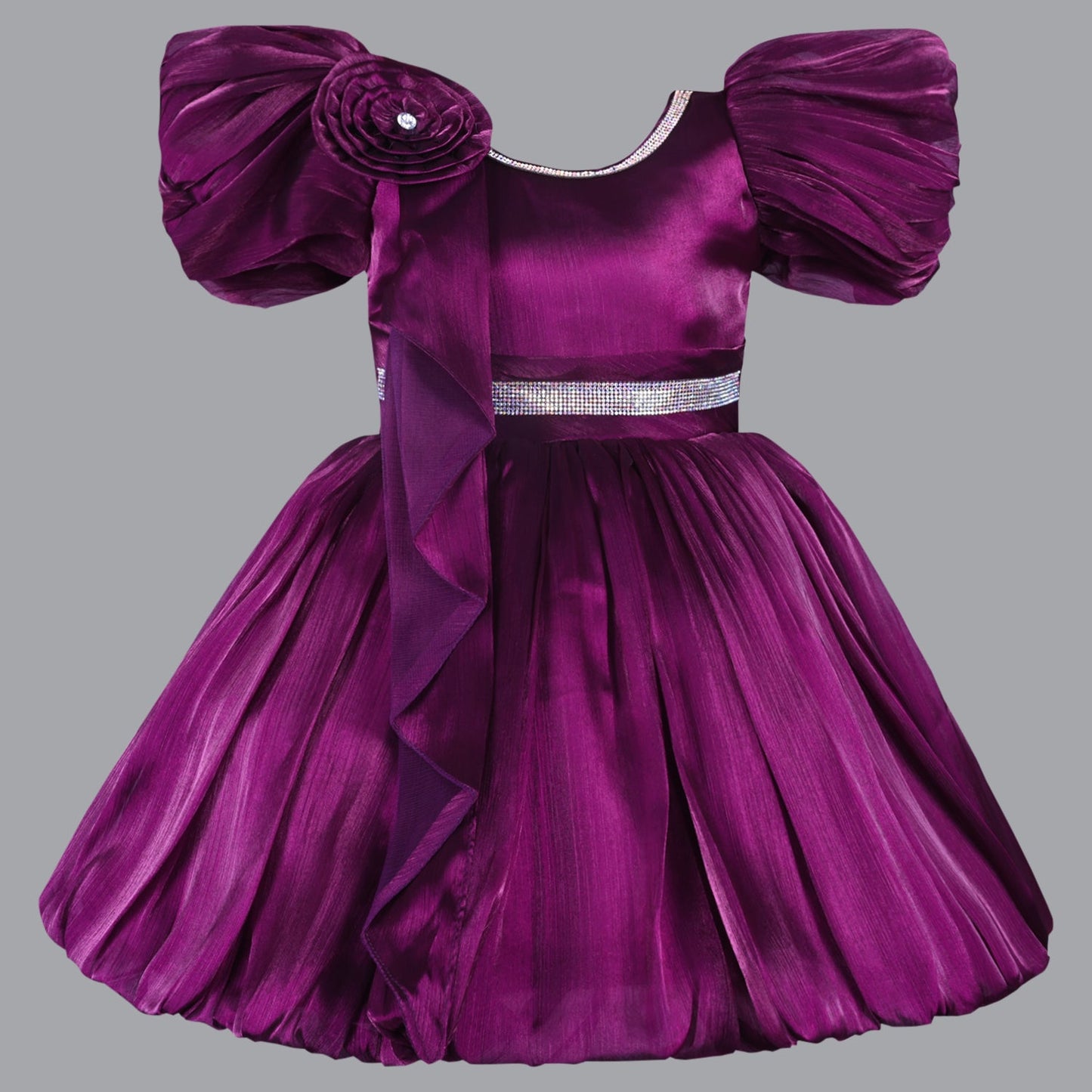 Rhinestone Floral Embellished Balloon Party Dress