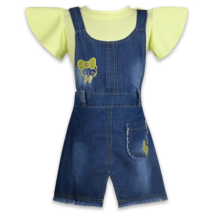 Girls Printed Top and Shorts Dungaree Set