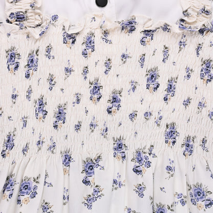 Girls Floral Print 3/4 Sleeve Fit and Flare Frock Dress