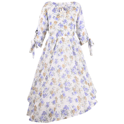 Girls Floral Print 3/4 Sleeve Fit and Flare Frock Dress