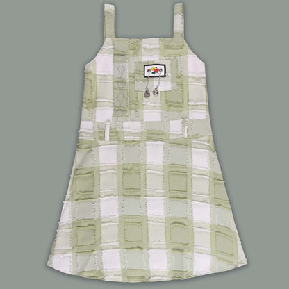 Girls Checkered Texture Flared Top with Dungaree