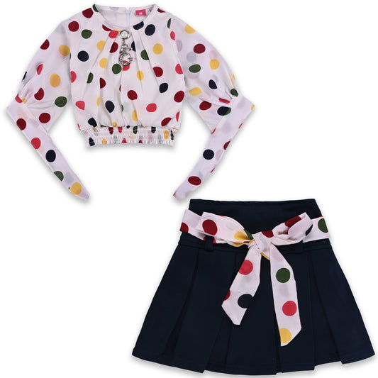 Baby Girls Polka Print Top and Skirt Set - White (Toddler)