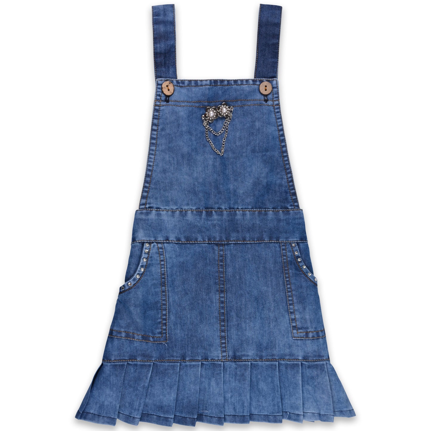 Girls Flared Top and Denim Dungaree Set