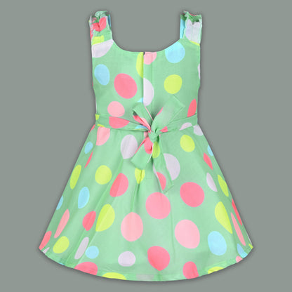 Baby Girl Polka Dot Frock with Colorful Print & Bloomers â€“ Party Wear Dress for Kids
