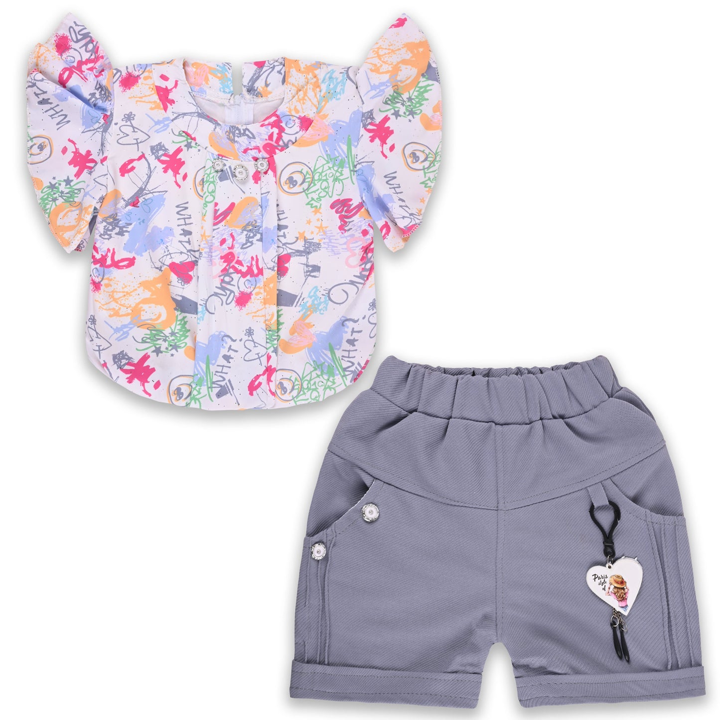 Baby Girls Printed Top and Shorts Clothing Set