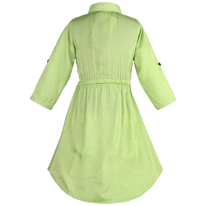 Girls Full Sleeve Solid Fit and Flare Frock Dress