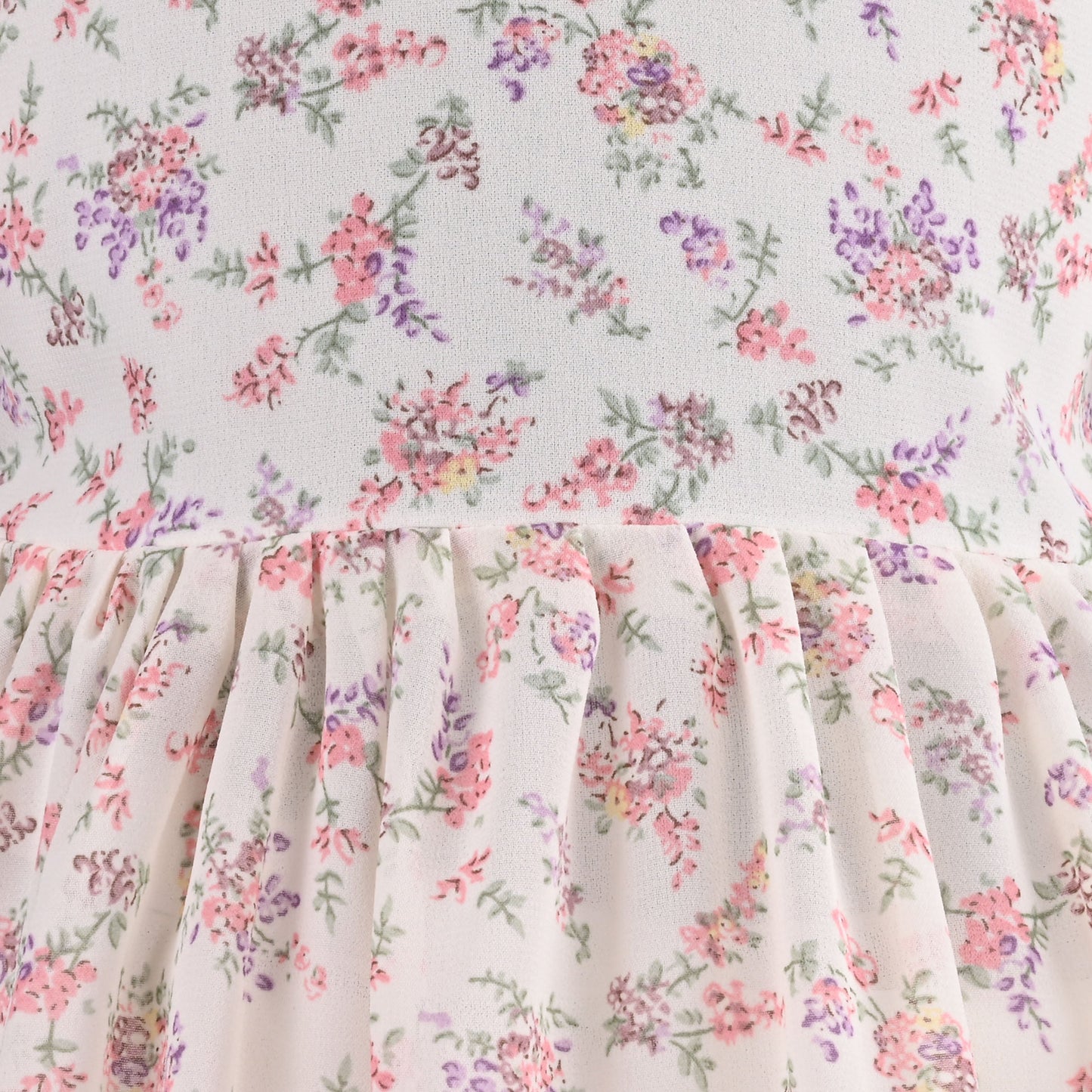 Girls Floral Print Flutter Sleeve Casual Dress