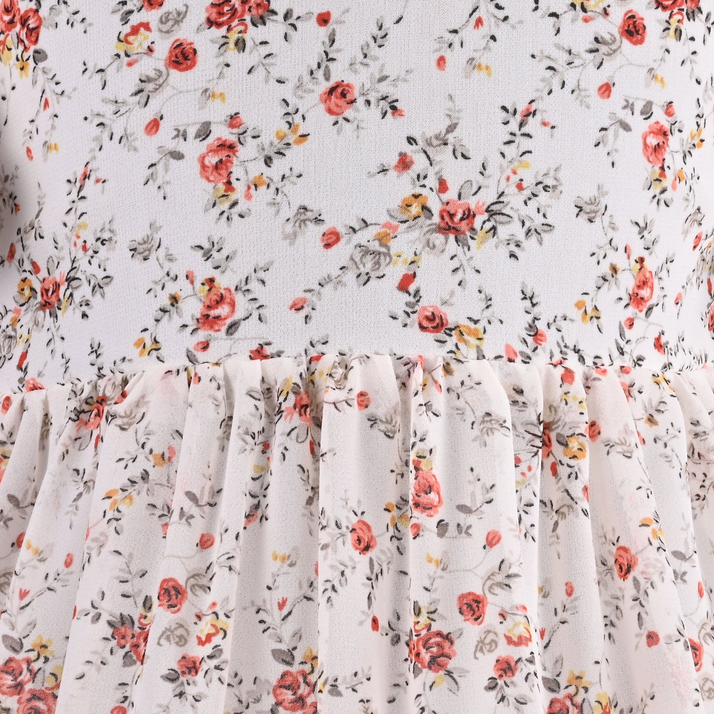 Girls Floral Print Flutter Sleeve Casual Dress