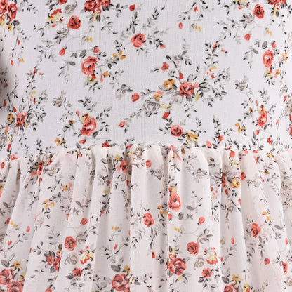 Girls Floral Print Flutter Sleeve Casual Dress
