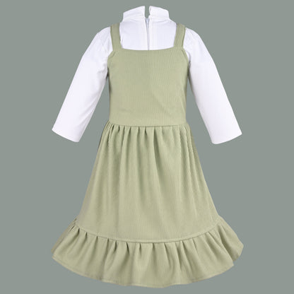 Girls Printed Top and Pinafore Dungaree Set