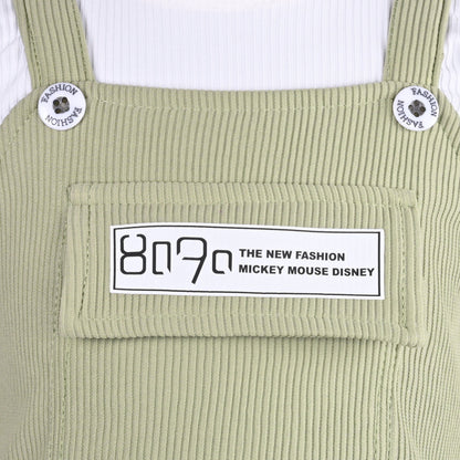 Girls Printed Top and Pinafore Dungaree Set