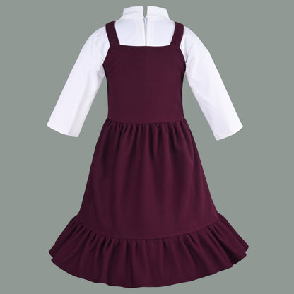 Girls Printed Top and Pinafore Dungaree Set
